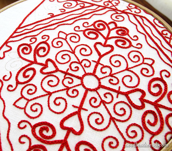 Hungarian Redwork Embroidery Table Runner