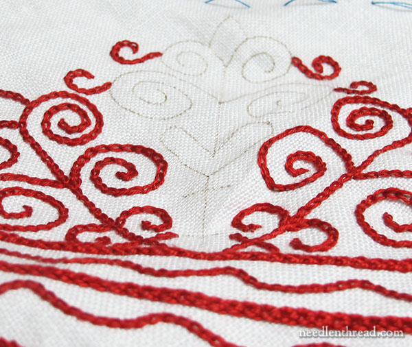 Hungarian Redwork Embroidery Table Runner