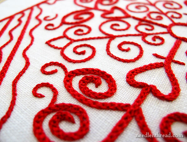 Hungarian Redwork Embroidery Table Runner