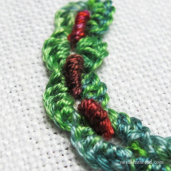 Buttonholed Cable Chain Stitch with Knots