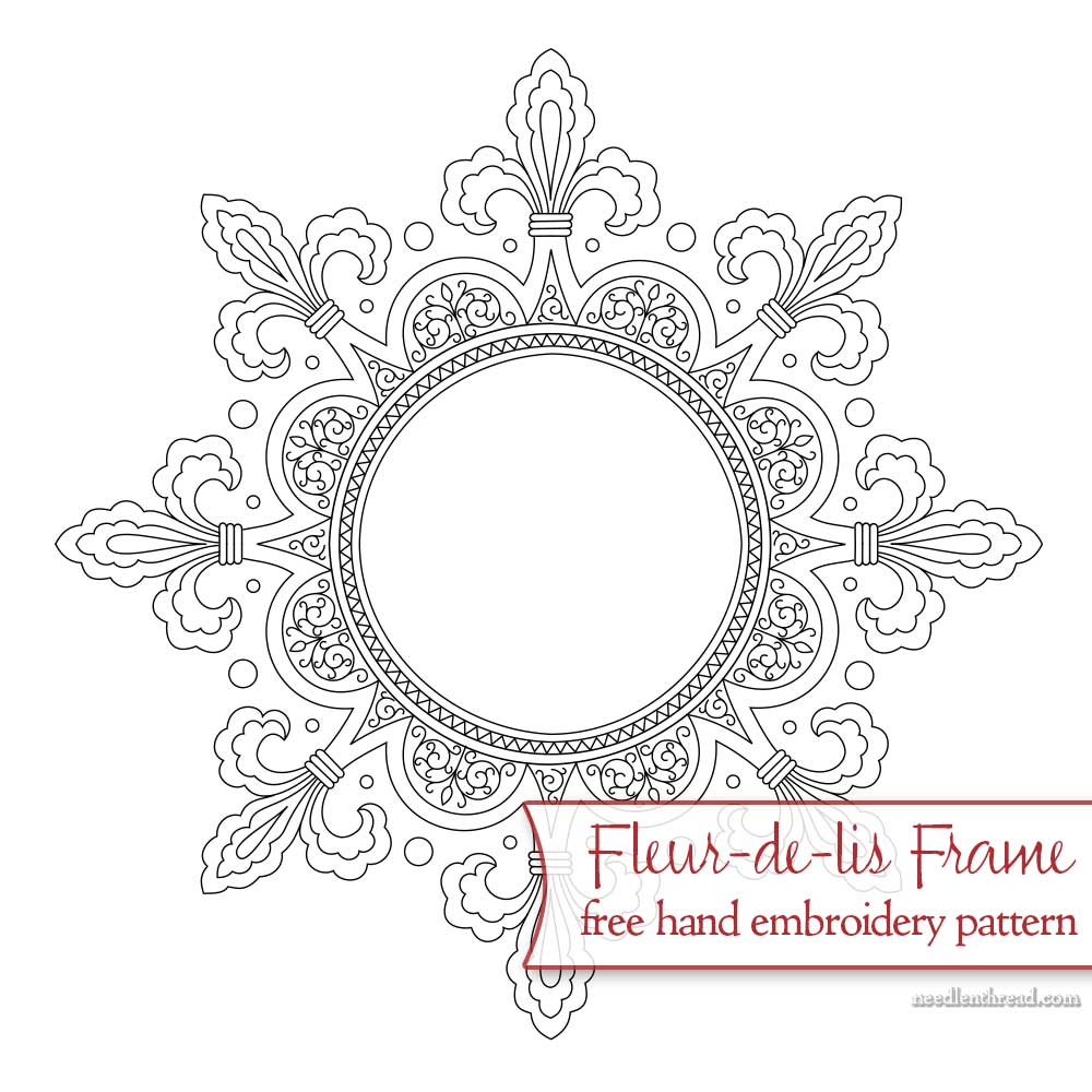 Free Hand Embroidery Pattern: Fleur-de-lis Frame
