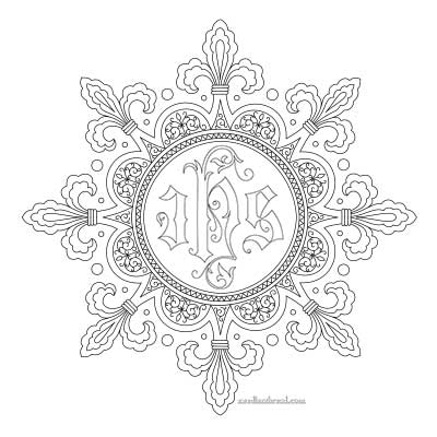 Free Hand Embroidery Pattern: Fleur-de-lis Frame