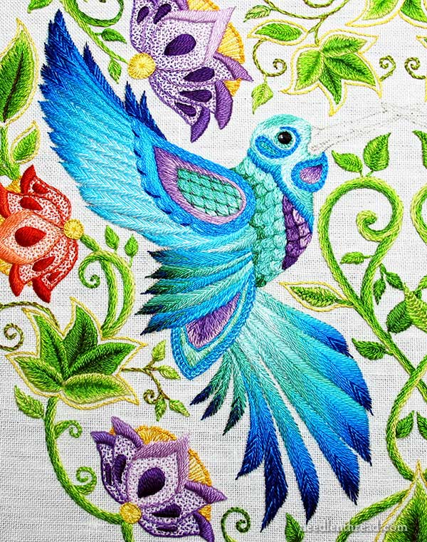 Hand Embroidered Hummingbird