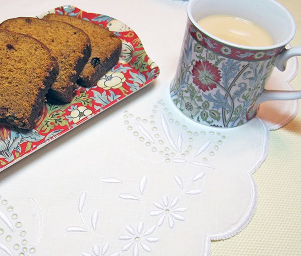 Whitework Embroidery with Tea