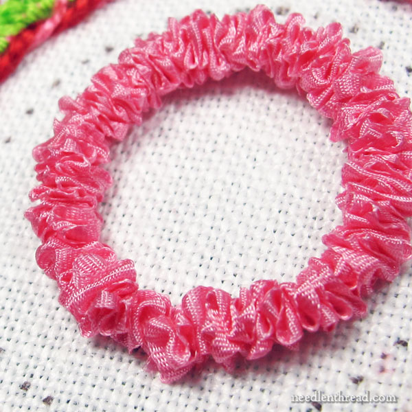 Silk Ribbon Embroidery: Ruched Silk Ribbon Wreath or Ring
