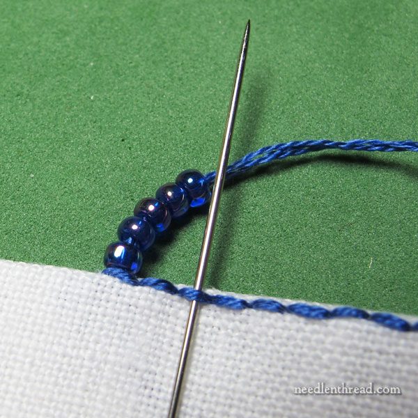 Stitch Tutorial for Scalloped Beaded Buttonhole Edging, version 1