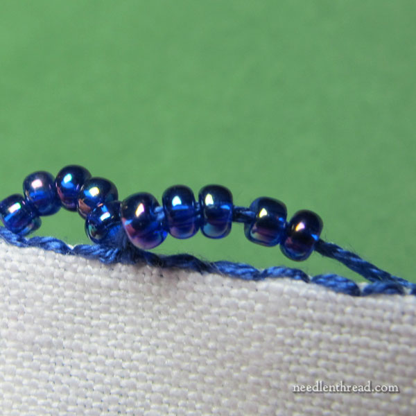 Stitch Tutorial for Scalloped Beaded Buttonhole Edging, version 1