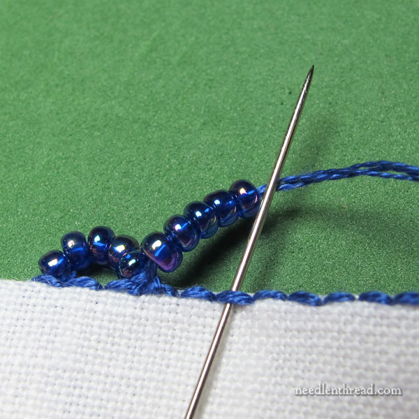 Stitch Tutorial for Scalloped Beaded Buttonhole Edging, version 1