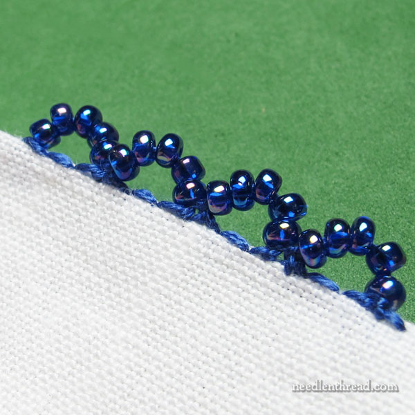 Stitch Tutorial for Scalloped Beaded Buttonhole Edging, version 1