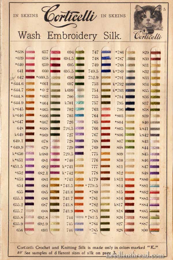 Belding Corticelli Silk Thread Color Chart