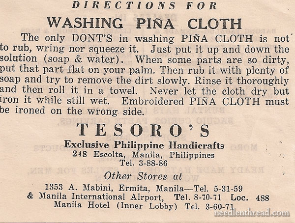 Washing Piña Cloth Embroidery