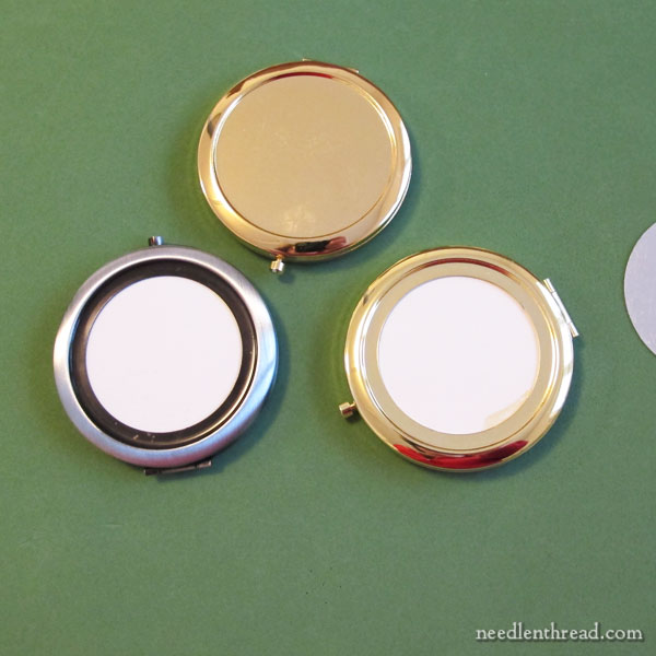 Mirror Compacts for Mounting Embroidery