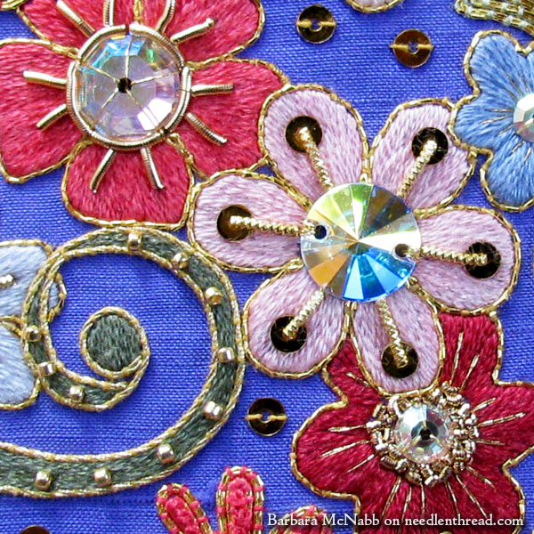 Embroidered Heart with Flowers and Goldwork
