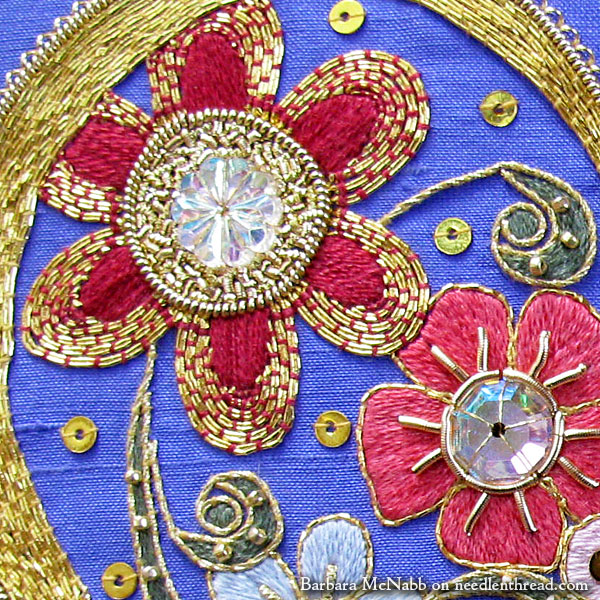 Embroidered Heart with Flowers and Goldwork