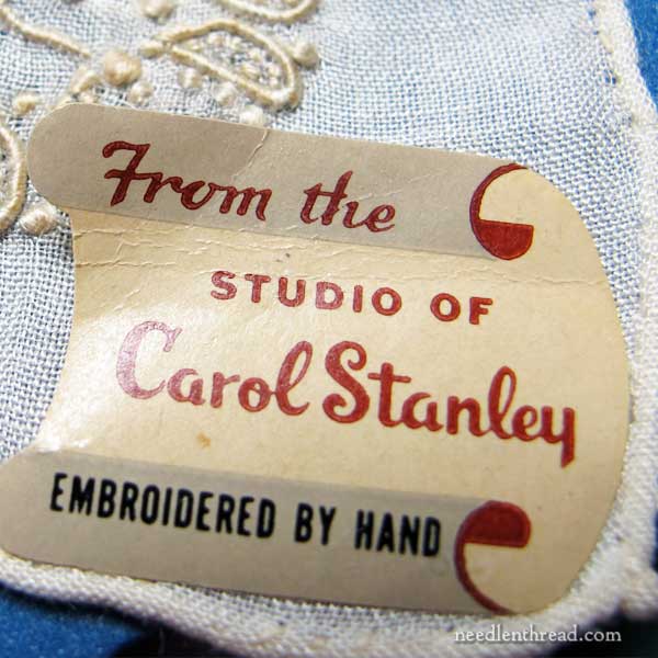 Vintage monogrammed hand embroidered handkerchief - M
