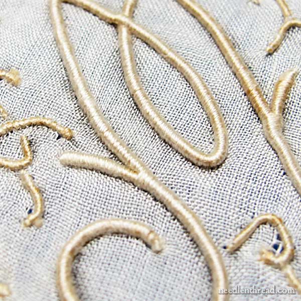 Vintage monogrammed hand embroidered handkerchief - M