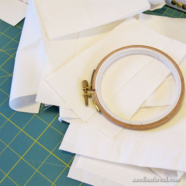 Linen for embroidering stitch samples