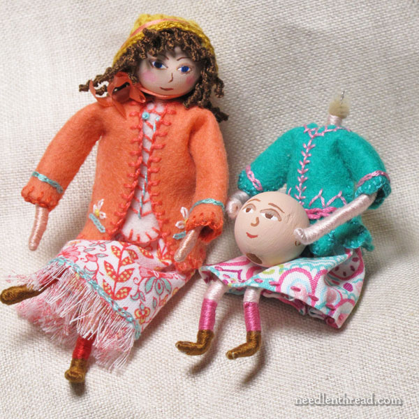 Adding curly hair to figures in stumpwork or small dolls