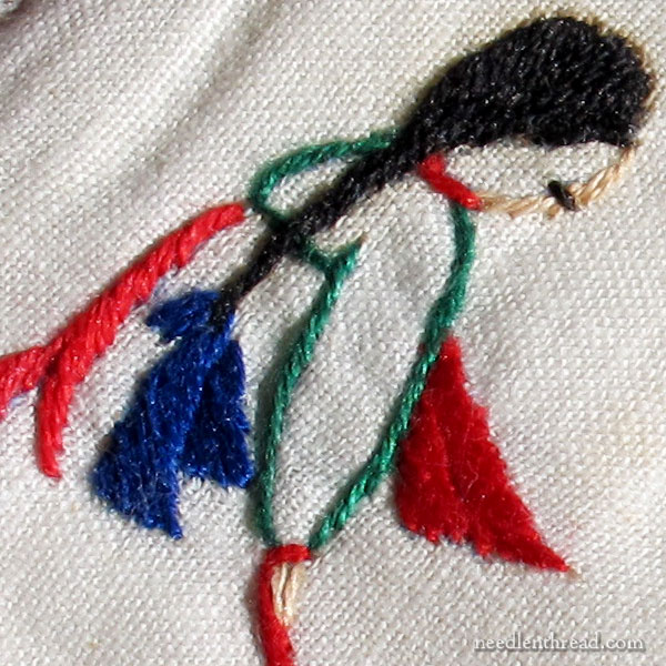 Hand Embroidered Figures on Handkerchiefs