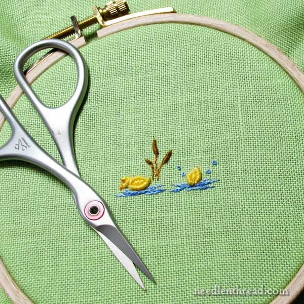 Bullion Knot Hand Embroidered Ducks for Baby Gifts