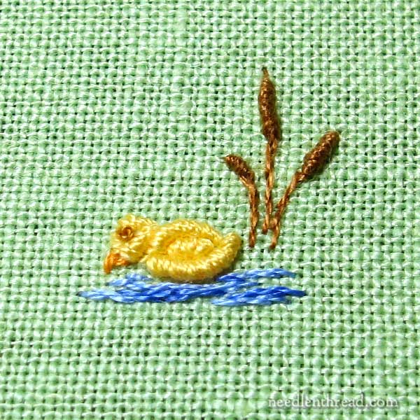 Bullion Knot Hand Embroidered Ducks for Baby Gifts