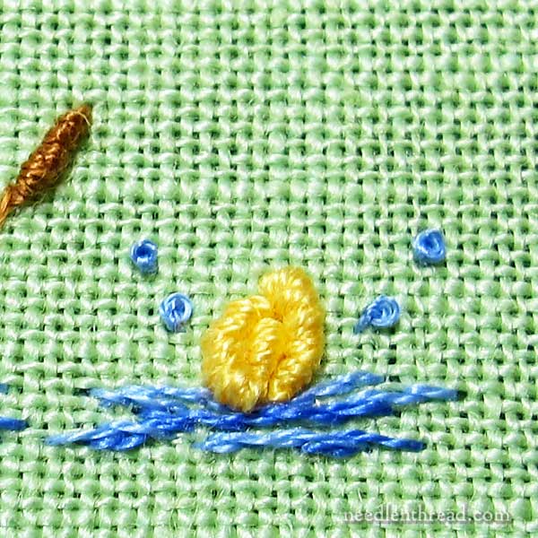 Bullion Knot Hand Embroidered Ducks for Baby Gifts