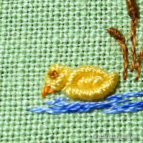Bullion Knot Hand Embroidered Ducks for Baby Gifts