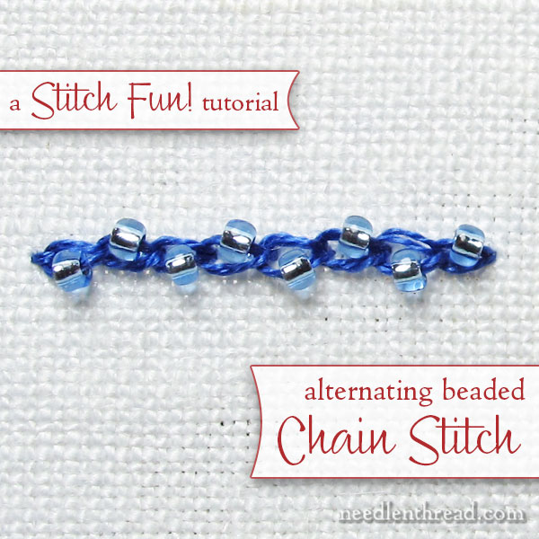 Embroidery Stitch Tutorial: alternating beaded chain stitch