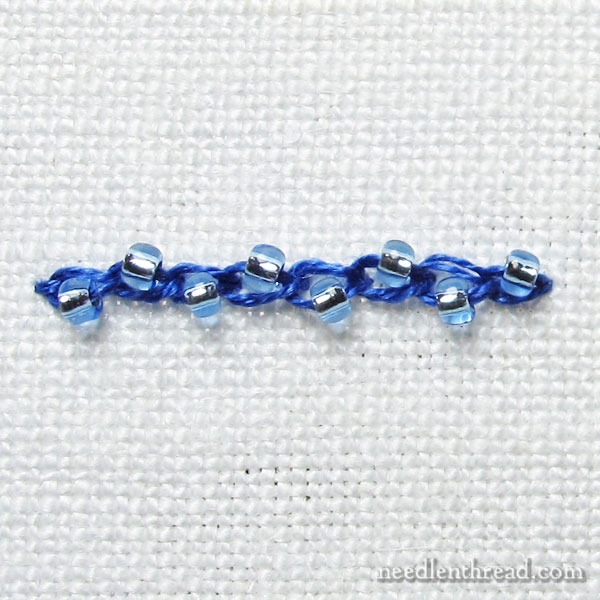 Embroidery Stitch Tutorial: alternating beaded chain stitch