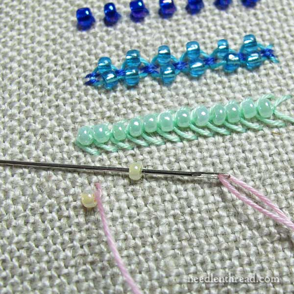 Adding beads to basic embroidery stitches