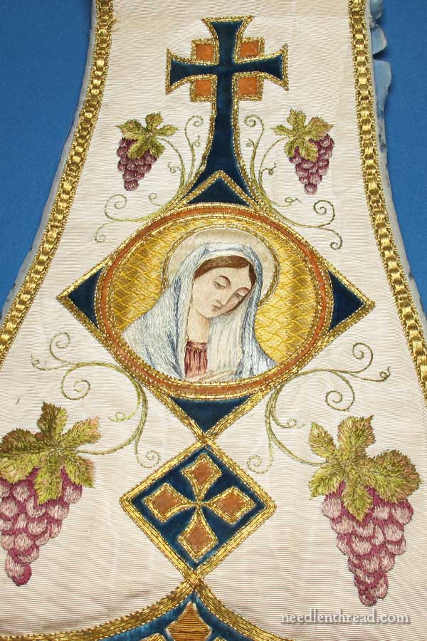 Figure Embroidery - the Virgin Mary in silk and goldwork embroidery