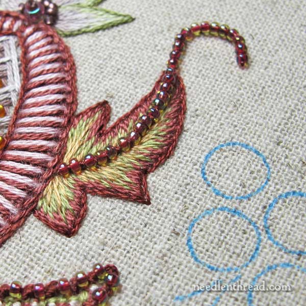 Late Harvest Embroidery Project - long and short stitch with beads