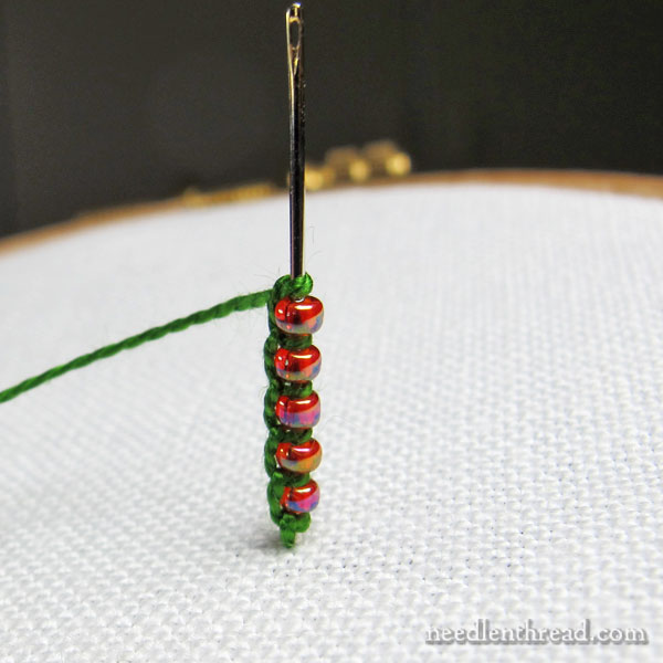 How to stitch a fully beaded drizzle stitch in hand embroidery