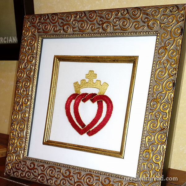 Two Hearts Embroidery Project in Silk and Gold