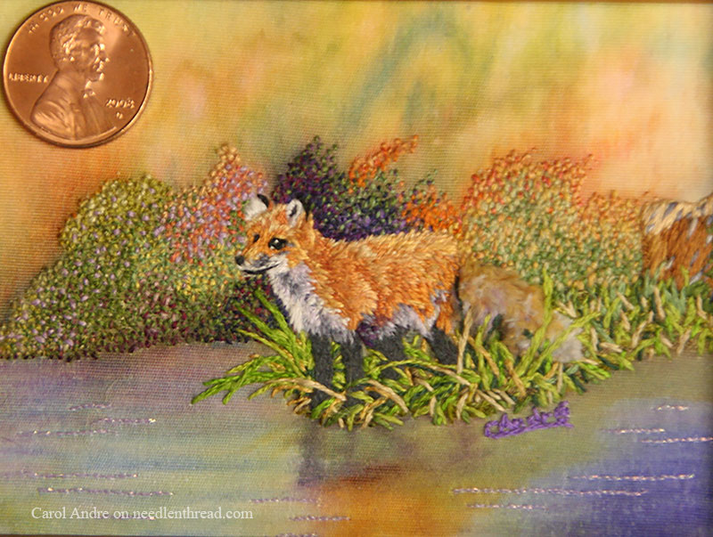 Mixed Media: Paint and Embroidery in Miniature - Fox