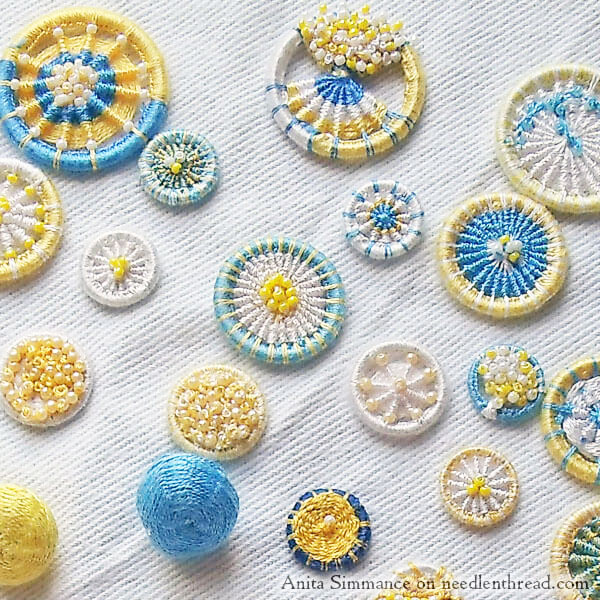 Handmade and embroidered Dorset buttons