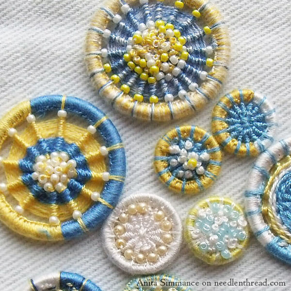 Handmade and embroidered Dorset buttons