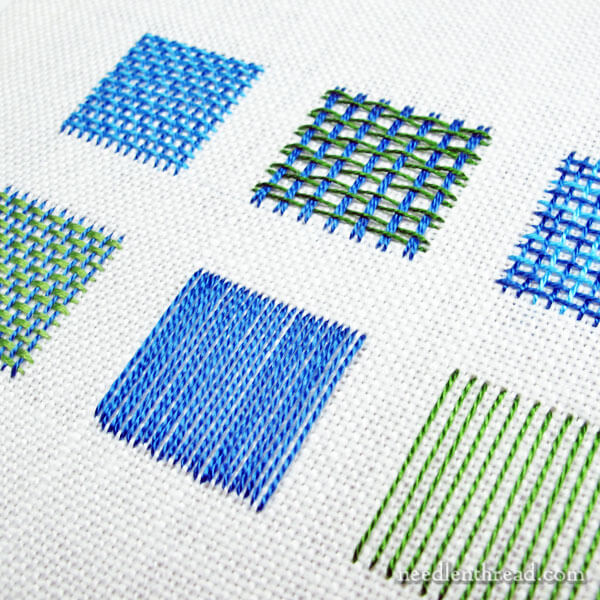 Needle weaving embroidery stitches and fillings