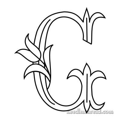 Tulip monogram for hand embroidery: G