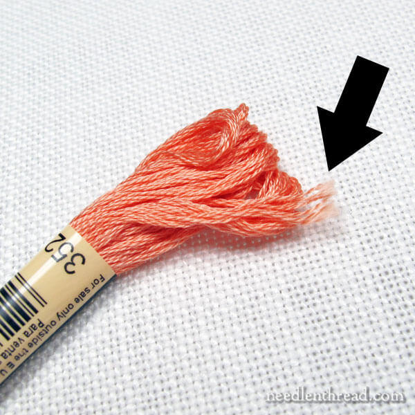 how to pull embroidery floss from the skein