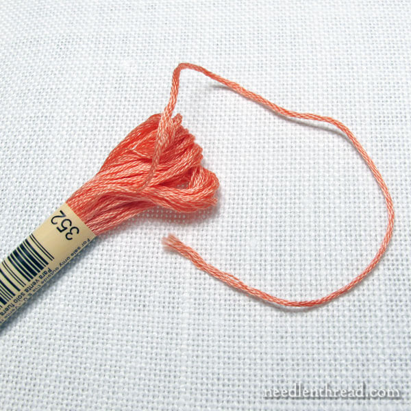 how to pull embroidery floss from the skein