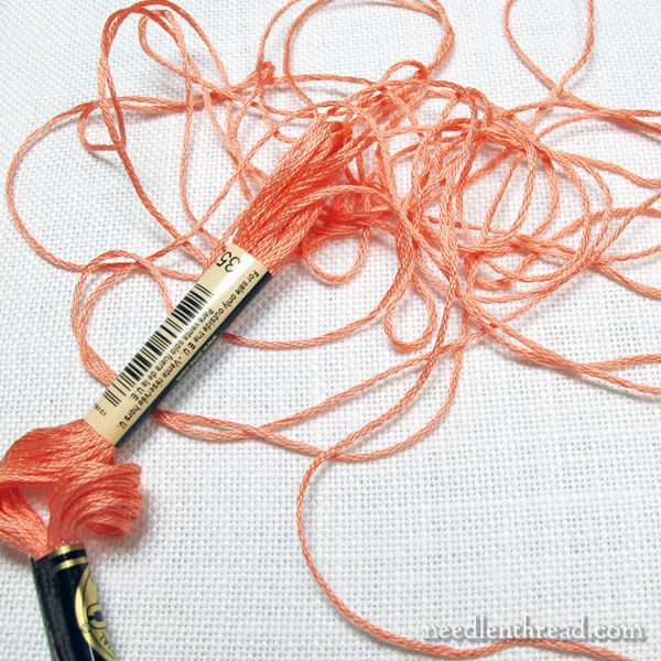 how to pull embroidery floss from the skein