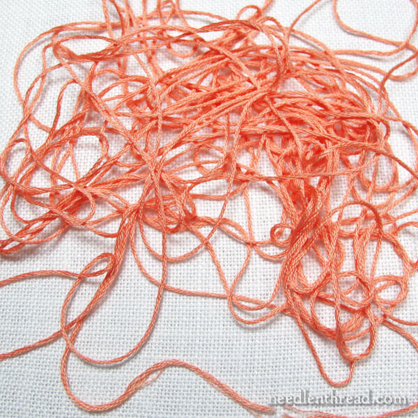 how to pull embroidery floss from the skein