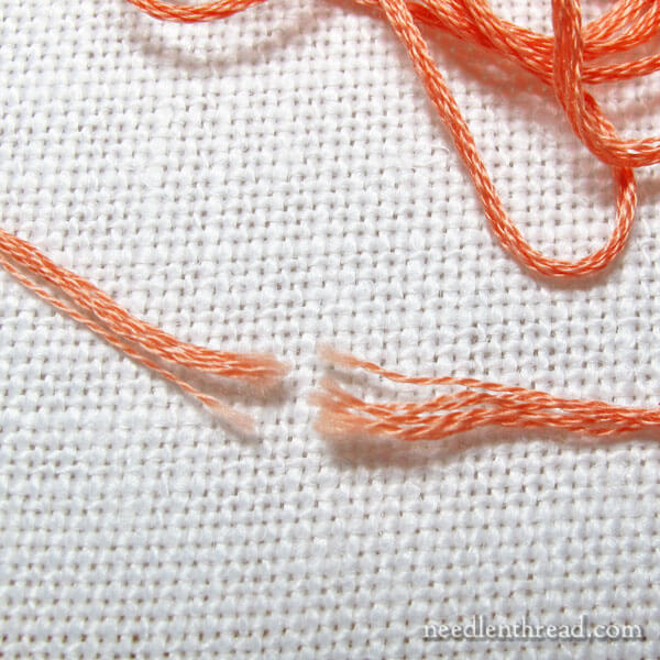 how to pull embroidery floss from the skein