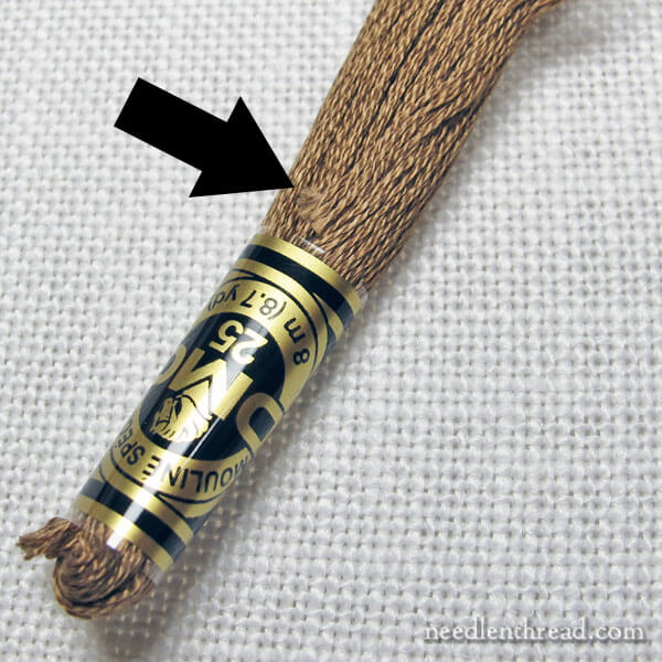 how to pull embroidery floss from the skein