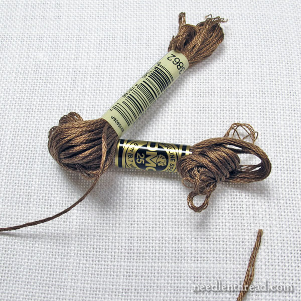 how to pull embroidery floss from the skein