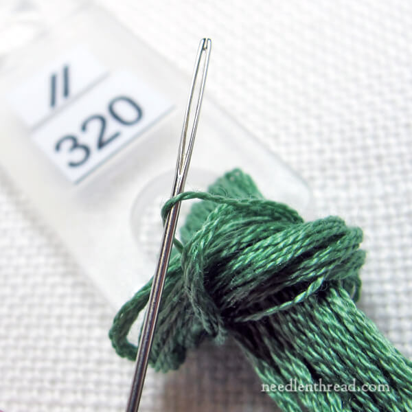 Separating one strand of embroidery floss at a time