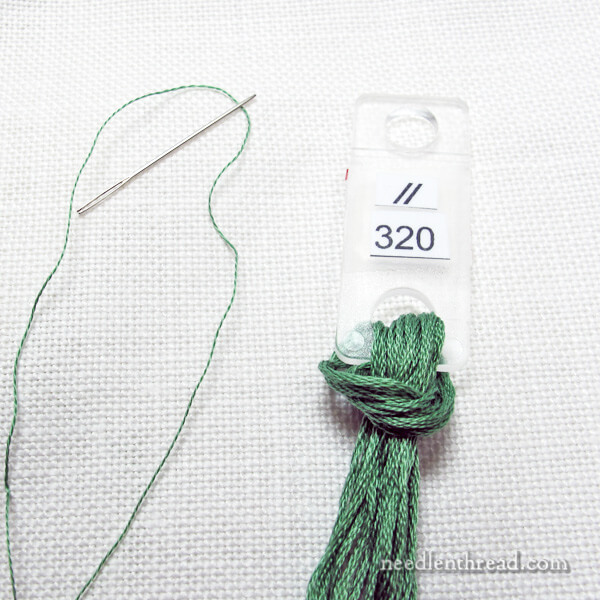 Separating one strand of embroidery floss at a time