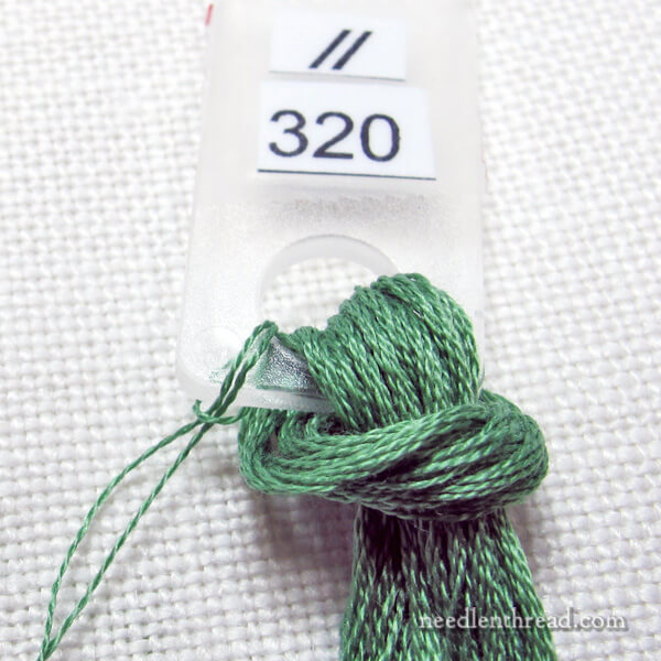Separating one strand of embroidery floss at a time