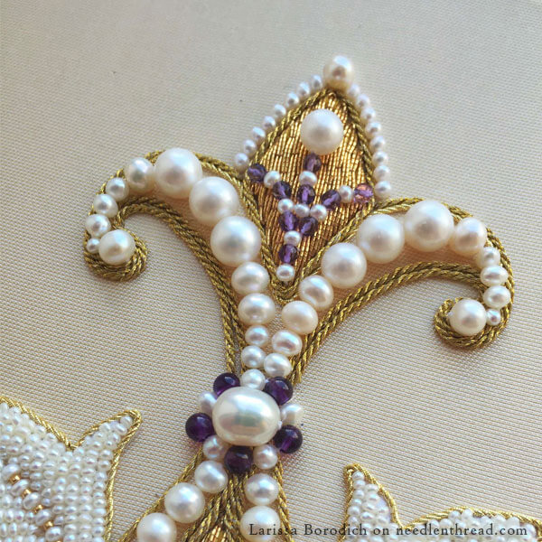 Goldwork & Pearl Embroidery from vintage goldwork sampler pattern